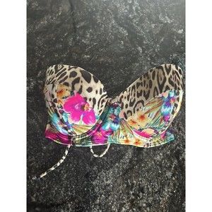 Women's Sexy Push Up Bikini Top Animal Print And Floral 34D